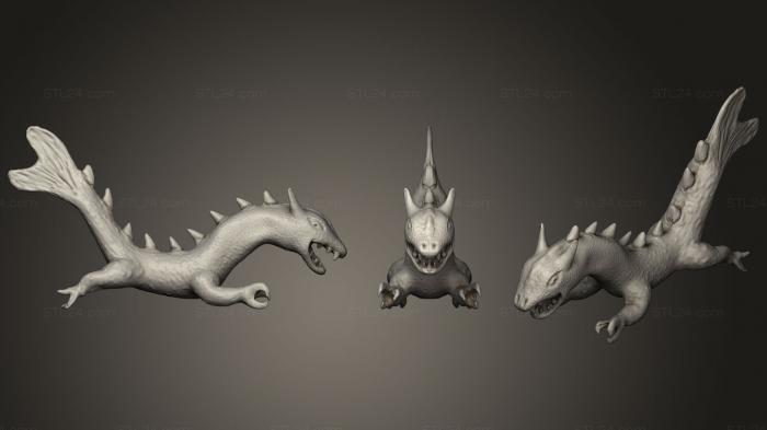 Статуэтки животных (Чешуйчатый Дракон, STKJ_1429) 3D модель для ЧПУ станка
